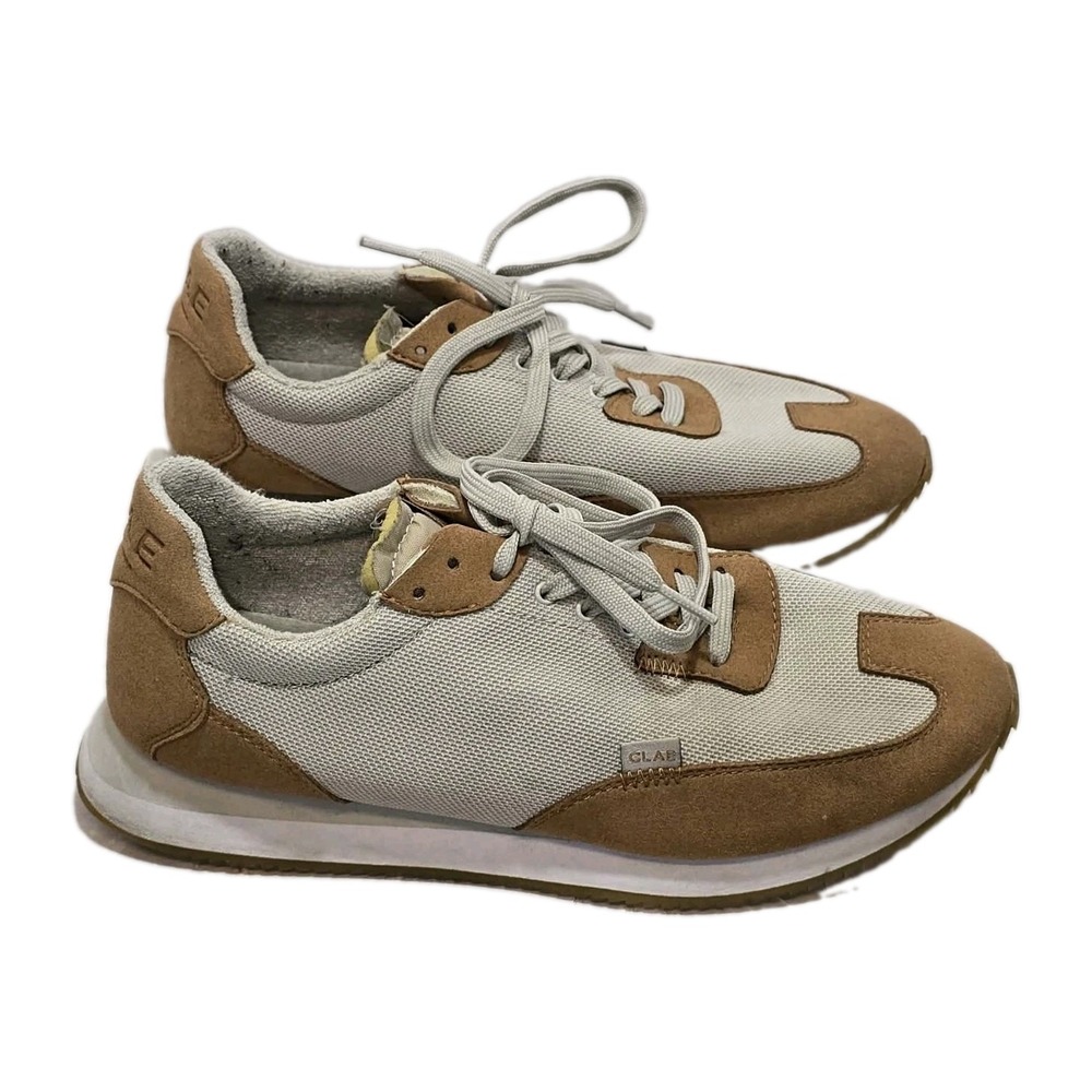 CLAE Los Angeles Runyon Vegan Sneakers Men's 8.5 White Brown Retro Runner